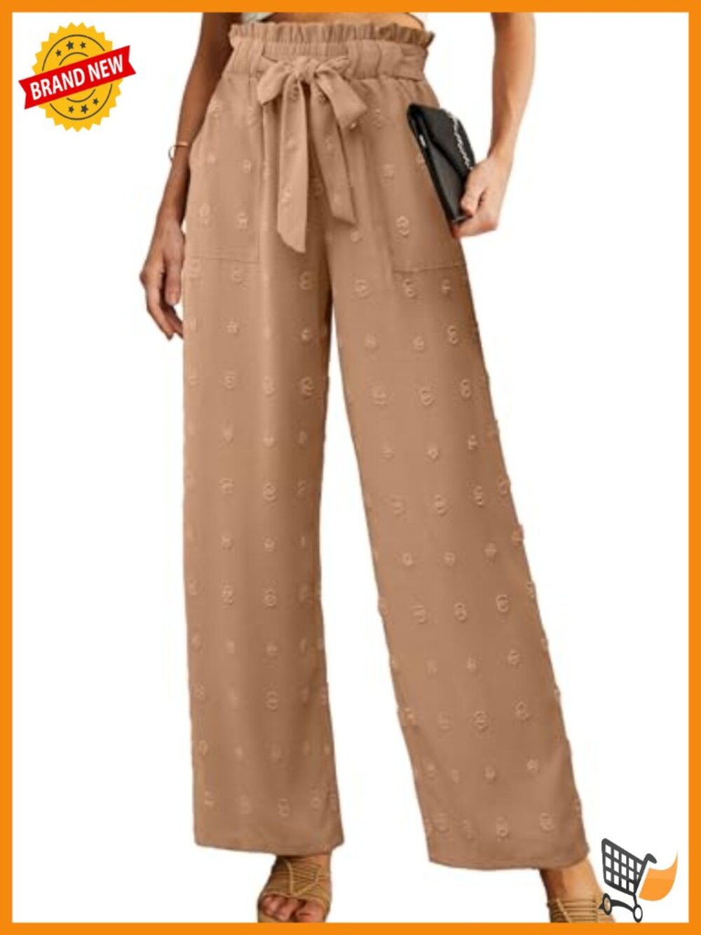 Women High Waist Wide Leg Palazzo Pants Adjustable Knot Ankle Trousers Pockets